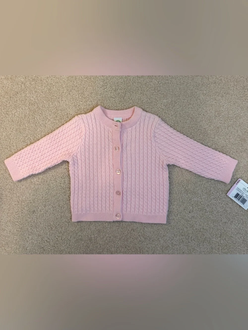 Little Me Baby Girl Pink Cable Knit Cardigan Sweater 9M NWT